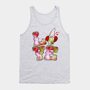 Valentines Day Gnomes Tie Dye Love Valentines Gnomes Heart Tank Top